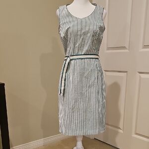 Elegant Striped Sleeveless Midi Dress